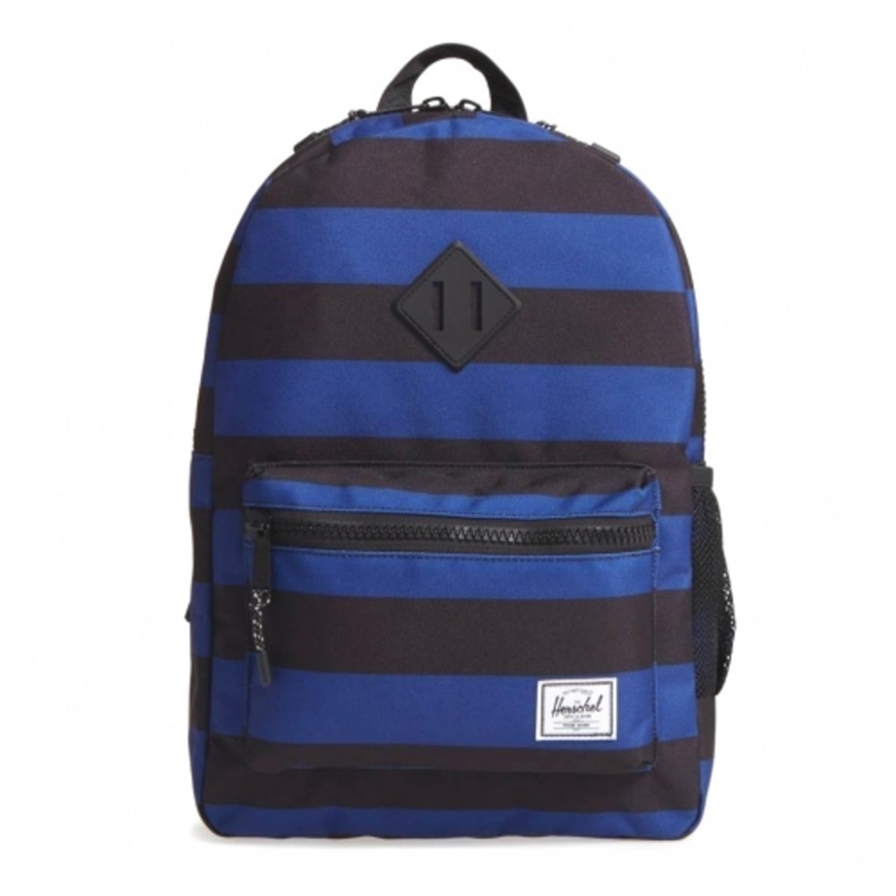Herschel Kids Heritage Backpack Black/Blue Surf The Web Stripes